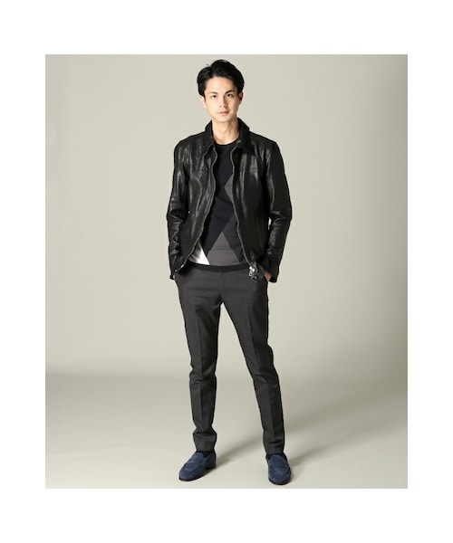 musher イタリア製　シングルレザージャケット　サイズL EDIFICE（エディフィス）の「MUSHER*EDIFICE ライトウォッシュレザー