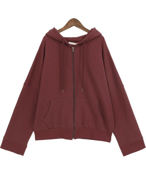 Dailyabout(デイリーアバウト)の「シンプルドロップショルダールーズフィットパーカー(P0000VME)(パーカー・レディース・ワイン・FREE)」の1枚目の写真