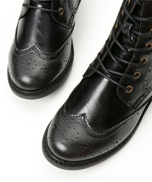 archives（アルシーヴ）の「ウィングチップショートブーツ（ブーツ・レディース・ブラック/ダークブラウン・MEDIUM/LARGE）」の6枚目の写真