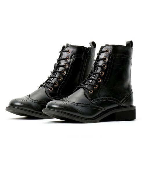 archives（アルシーヴ）の「ウィングチップショートブーツ（ブーツ・レディース・ブラック/ダークブラウン・MEDIUM/LARGE）」の2枚目の写真