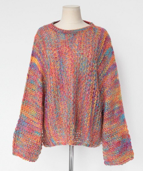 DHOLIC（ディーホリック）の「ワイドスリーブローゲージニットプルオーバー（ニット/セーター・レディース・アイボリー/レッド/マルチトーン/キャメル・FREE）」の3枚目の写真