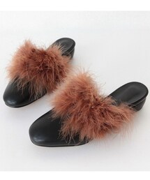 DHOLIC | フェイクファーミドルヒールミュール(その他シューズ)