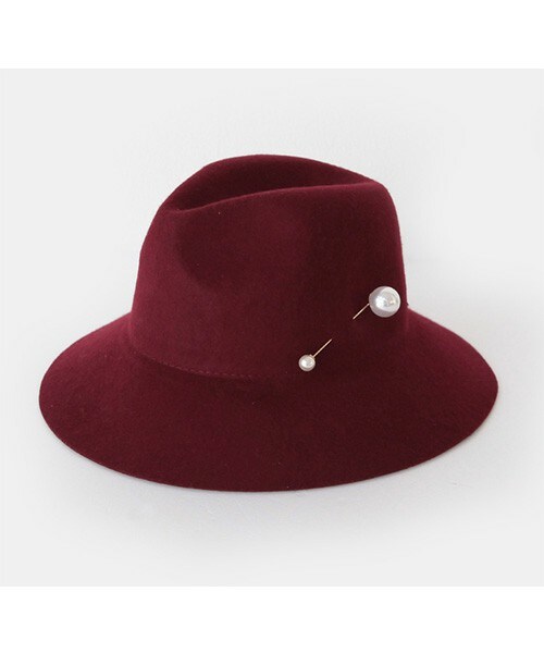 DHOLIC（ディーホリック）の「パールブローチフェドラハット（ハット・レディース・グレー/ブラック/ワイン/ネイビー・ONE）」の4枚目の写真