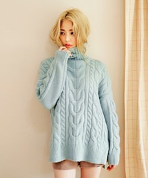 DHOLIC | ソフトカラーケーブルニットタートルネックプルオーバー(ニット/セーター)