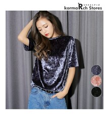 KORMARCH | ラウンドネックベロアT(Tシャツ/カットソー)