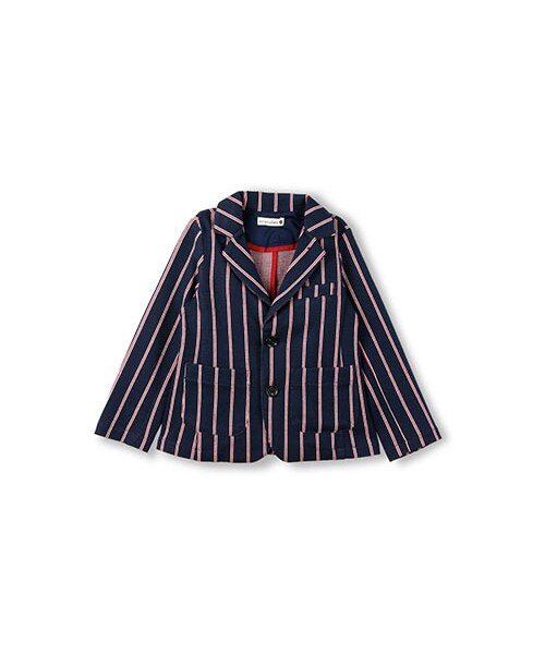 BRANSHES(ブランシェス)の「ジャカードジャケット(テーラードジャケット・キッズ・ネイビーブルー/チャコールグレー・90~130)」の1枚目の写真