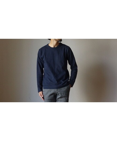 FOB FACTORY（エフオービーファクトリー）の「【2016新ブランド！】BETTER ベター MID WEIGHT CREW NECK L/S SHIRT ミッドウェイト クルーネック ロングスリーブ シャツ NVY ネイビー（その他パンツ・メンズ・その他）」の3枚目の写真