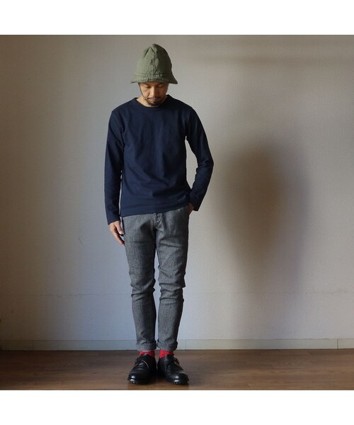 FOB FACTORY（エフオービーファクトリー）の「【2016新ブランド！】BETTER ベター MID WEIGHT CREW NECK L/S SHIRT ミッドウェイト クルーネック ロングスリーブ シャツ NVY ネイビー（その他パンツ・メンズ・その他）」の6枚目の写真