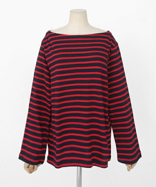 DHOLIC（ディーホリック）の「ボートネックボーダーコットンTシャツ（Tシャツ/カットソー・レディース・アイボリー/レッド/ネイビー・FREE）」の3枚目の写真