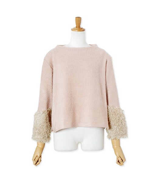 flower（フラワー）の「bicolor mix top ～バイカラーミックストップ（ニット/セーター・レディース・brown/ivory/pink/white/black・FREE）」の5枚目の写真