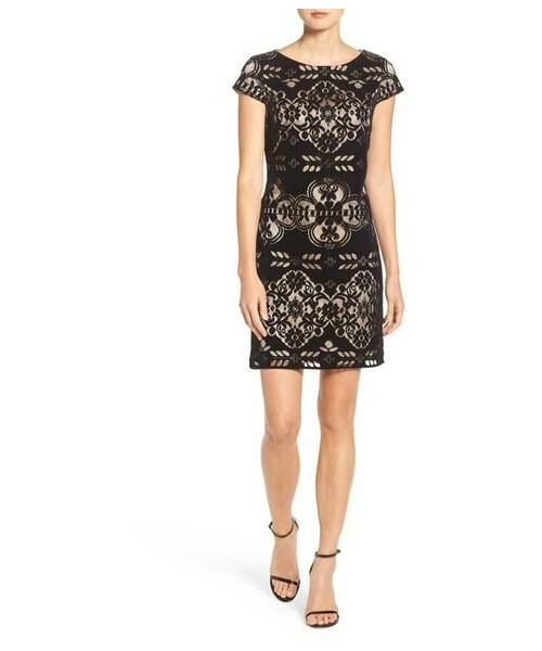 Eliza J(-)の「Eliza J Burnout Velvet Sheath Dress(ワンピース・レディース・Black・Regular 10/Regular 12/Regular 14/Regular 16/Regular 2/Regular 4/Regular 6/Regular 8)」の2枚目の写真