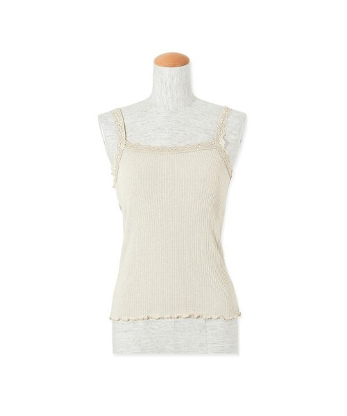 flower（フラワー）の「room lacy cami　～ルームレーシーキャミ（キャミソール・レディース・ivory/D.green/blue/khaki/gray/brown/black/yellow・FREE）」の2枚目の写真