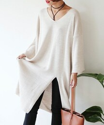 DHOLIC | ディープスリットロングニットプルオーバー(ニット/セーター)