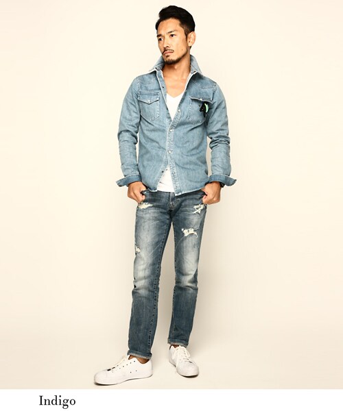 THE STRAND(ストランド)の「THE STRAND(ストランド) スタッズダンガリーシャツ(シャツ/ブラウス・レディース・インディゴ・S/M/L)」の2枚目の写真