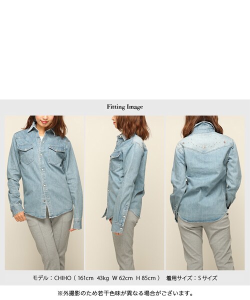 THE STRAND(ストランド)の「THE STRAND(ストランド) スタッズダンガリーシャツ(シャツ/ブラウス・レディース・インディゴ・S/M/L)」の12枚目の写真