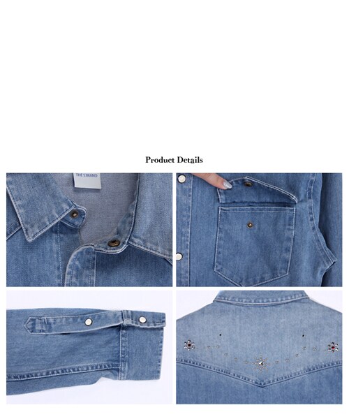 THE STRAND(ストランド)の「THE STRAND(ストランド) スタッズダンガリーシャツ(シャツ/ブラウス・レディース・インディゴ・S/M/L)」の14枚目の写真