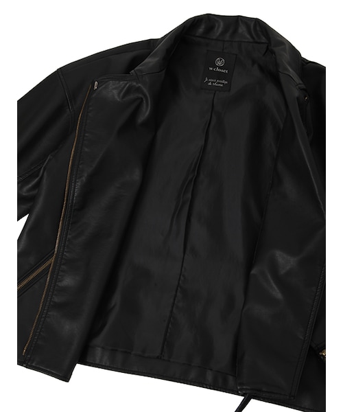 w closet（ダブルクローゼット）の「フェイクレザーBIGライダース（ジャケット/アウター・レディース・ブラック・FREE）」の7枚目の写真