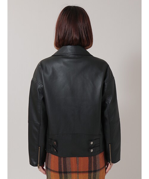 w closet（ダブルクローゼット）の「フェイクレザーBIGライダース（ジャケット/アウター・レディース・ブラック・FREE）」の4枚目の写真