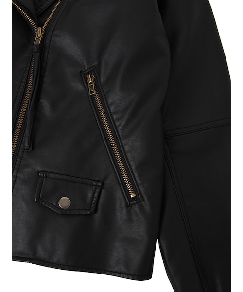 w closet（ダブルクローゼット）の「フェイクレザーBIGライダース（ジャケット/アウター・レディース・ブラック・FREE）」の8枚目の写真