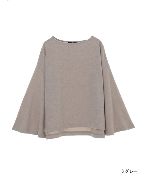 w closet（ダブルクローゼット）の「ボートネックフレア袖プルオーバー（トップス・レディース・オフホワイト/Sグレー/オレンジ/チャコール・FREE）」の2枚目の写真