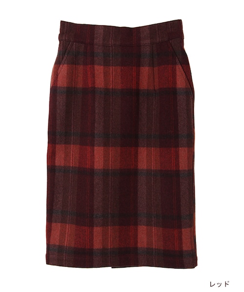 w closet（ダブルクローゼット）の「起毛チェックタイトスカート（スカート・レディース・レッド/ブルー/オレンジ・FREE）」の2枚目の写真