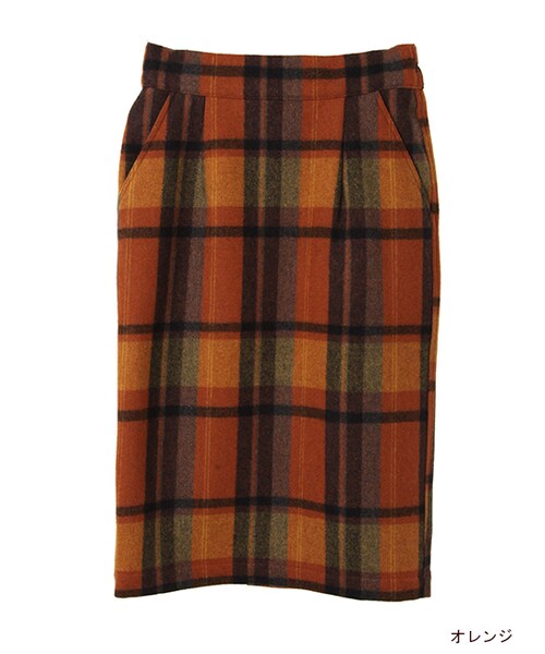 w closet（ダブルクローゼット）の「起毛チェックタイトスカート（スカート・レディース・レッド/ブルー/オレンジ・FREE）」の3枚目の写真