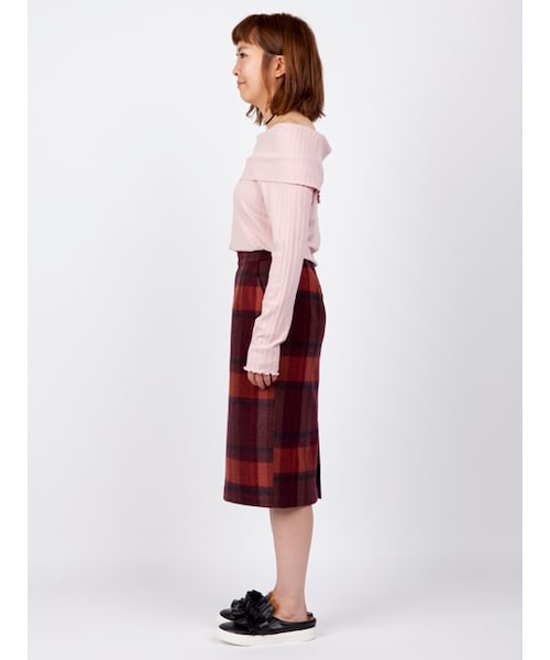 w closet（ダブルクローゼット）の「起毛チェックタイトスカート（スカート・レディース・レッド/ブルー/オレンジ・FREE）」の5枚目の写真