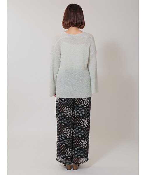 w closet（ダブルクローゼット）の「パッチワーク風小花柄ワイドパンツ（パンツ・レディース・オフホワイト/ブラック・FREE）」の5枚目の写真