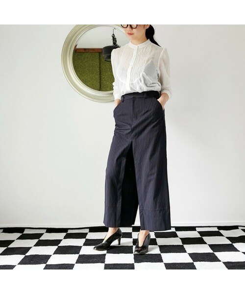 L'Ancre（アンカー）の「L'Ancre (アンカー）ニュートロンパンツ（その他パンツ・レディース・カーキ/ピンストライプ・38（M））」の2枚目の写真