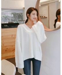 FLYMODEL | Vネックオーバーフィットリブニット(P0000QOY)(ニット/セーター)