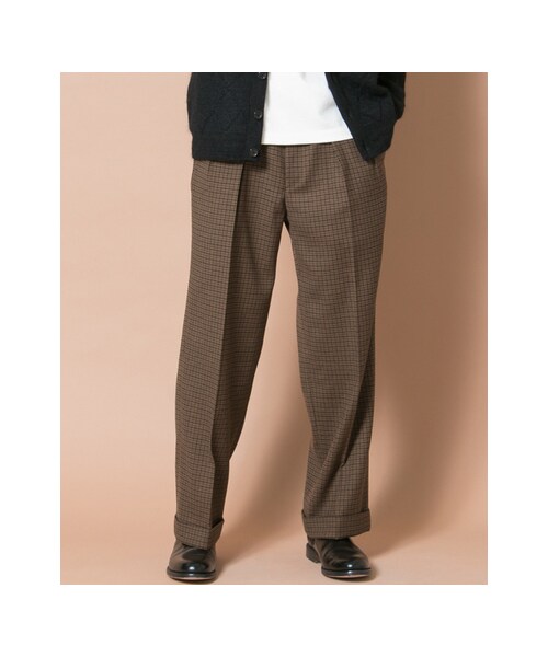 URBAN RESEARCH（アーバンリサーチ）の「ZUBON GUNCLUB CHECK 2TUCK WIDE（パンツ・メンズ・BLACK/CAMEL・1/2/3）」の5枚目の写真