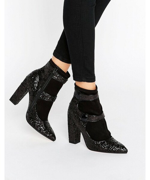 Asos（エイソス）の「ASOS ELYSIA Glitter Pointed Ankle Boots 
