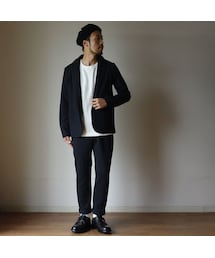 MANUAL ALPHABET | 【完売御礼】Manual alphabet マニュアルアルファベット  アクリルウール ストレッチポンチ 2釦ジャケット＆イージーパンツ NVY ネイビー【セットアップ】(テーラードジャケット)