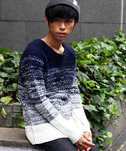 UNION STATION（ユニオンステーション）の「【2016-17AW商品】グラデーションクルーネックニット（ニット/セーター・メンズ・ホワイト系その他/その他1・S/M/L/LL）」の10枚目の写真