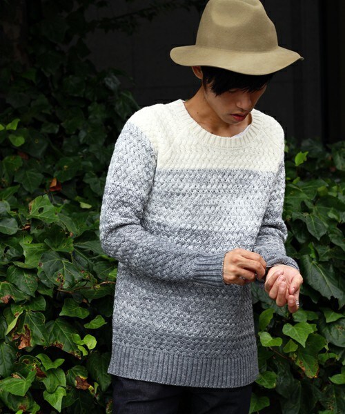 UNION STATION（ユニオンステーション）の「【2016-17AW商品】グラデーションクルーネックニット（ニット/セーター・メンズ・ホワイト系その他/その他1・S/M/L/LL）」の9枚目の写真