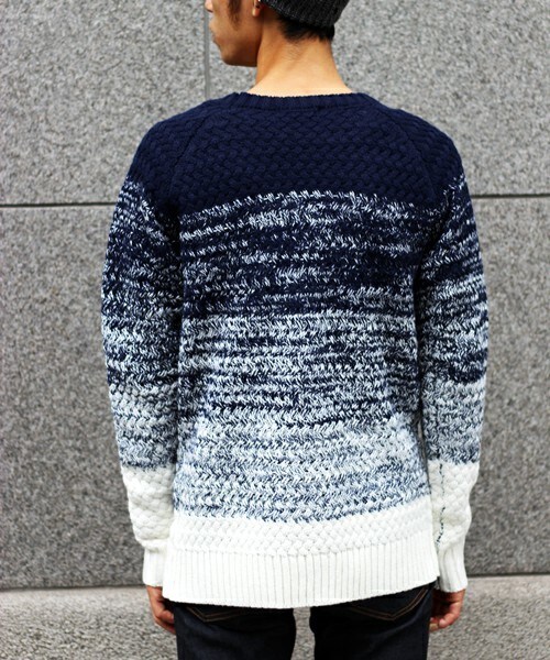 UNION STATION（ユニオンステーション）の「【2016-17AW商品】グラデーションクルーネックニット（ニット/セーター・メンズ・ホワイト系その他/その他1・S/M/L/LL）」の4枚目の写真