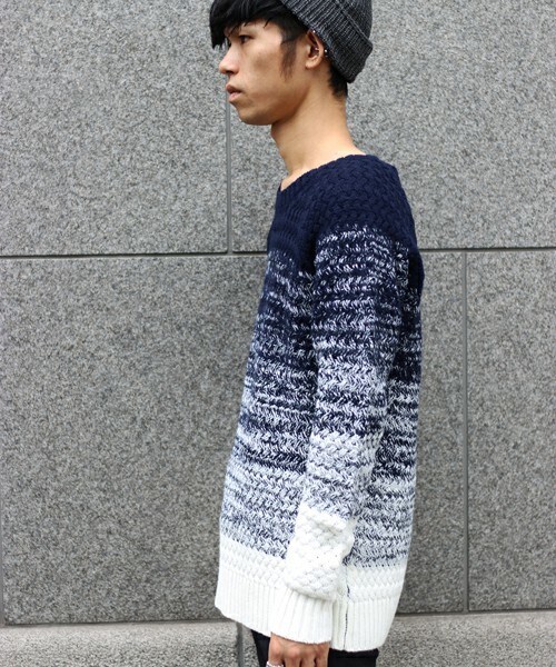 UNION STATION（ユニオンステーション）の「【2016-17AW商品】グラデーションクルーネックニット（ニット/セーター・メンズ・ホワイト系その他/その他1・S/M/L/LL）」の3枚目の写真