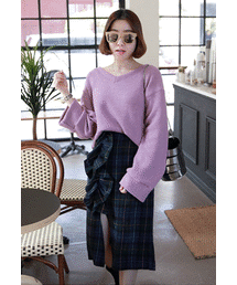 Miamasvin | フリルポイントスリットチェックミモレスカート(その他)