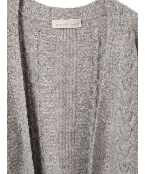 31 Sons de mode（トランテアン　ソン　ドゥ　モード）の「≪新作≫アルパカストレッチ地柄Mixトッパーカーディガン《予約アイテム》（トップス・レディース・ライトグレー/オフホワイト/サックスブルー・36）」の4枚目の写真