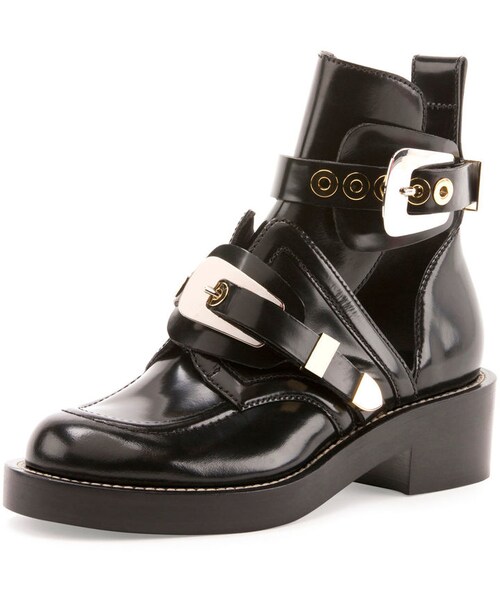 BALENCIAGA（バレンシアガ）の「Balenciaga Flat Moto Ankle Boot w/Buckles（ブーツ・レディース・Black・7B/37EU/6.5B/36.5EU）」の2枚目の写真