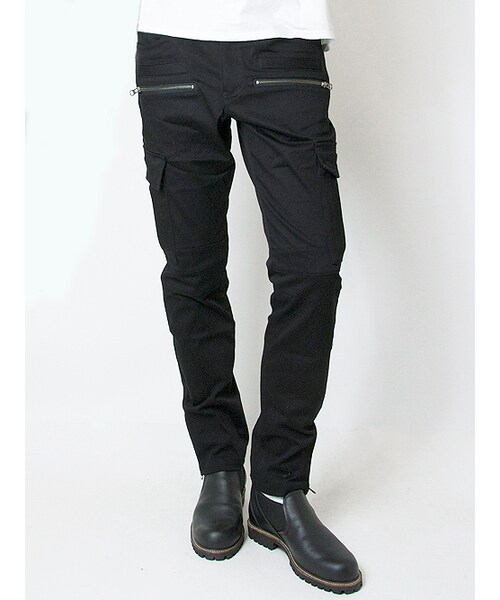 Luv maison(ラブメゾン)の「ツイルストレッチバイカーゴパンツ(パンツ・メンズ・ブラック/カーキ・M/L)」の1枚目の写真