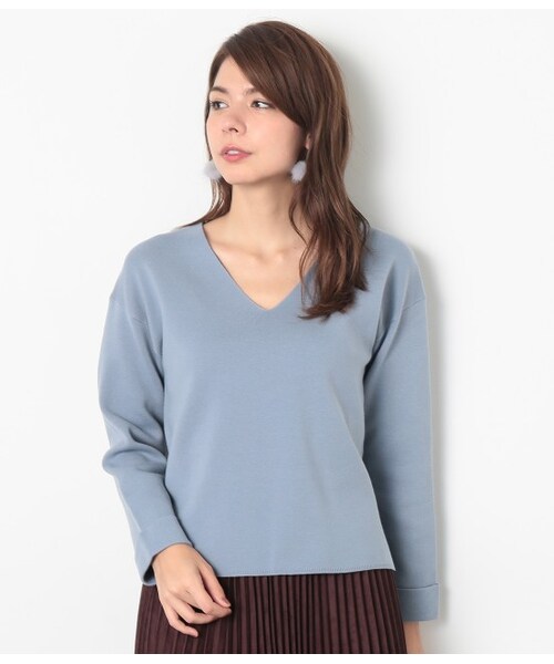ROPE' PICNIC（ロペピクニック）の「ミラノリブVネックプルオーバー（トップス・ブラック/ブラック系/キナリ/カーキ/ブルー系・38）」の6枚目の写真