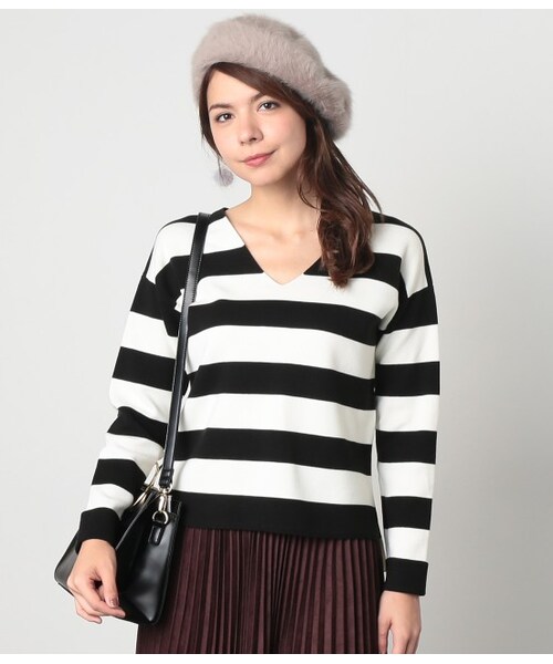 ROPE' PICNIC（ロペピクニック）の「ミラノリブVネックプルオーバー（トップス・ブラック/ブラック系/キナリ/カーキ/ブルー系・38）」の3枚目の写真