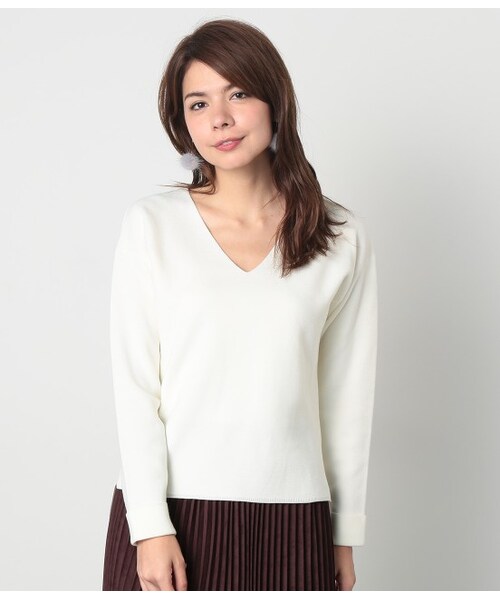 ROPE' PICNIC（ロペピクニック）の「ミラノリブVネックプルオーバー（トップス・ブラック/ブラック系/キナリ/カーキ/ブルー系・38）」の4枚目の写真