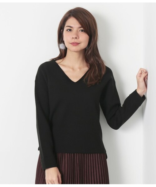 ROPE' PICNIC（ロペピクニック）の「ミラノリブVネックプルオーバー（トップス・ブラック/ブラック系/キナリ/カーキ/ブルー系・38）」の2枚目の写真