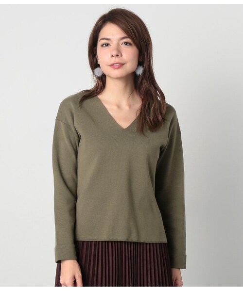 ROPE' PICNIC（ロペピクニック）の「ミラノリブVネックプルオーバー（トップス・ブラック/ブラック系/キナリ/カーキ/ブルー系・38）」の5枚目の写真