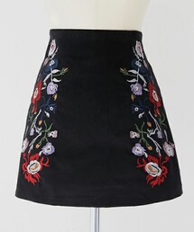 DHOLIC | フラワー刺繍Aラインミニスカート(スカート)