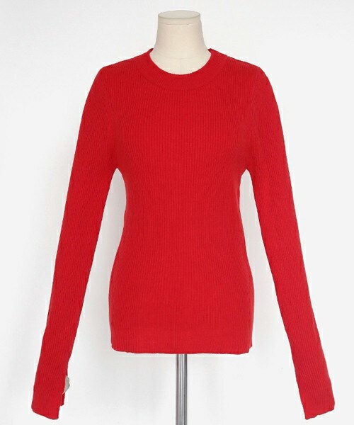 DHOLIC（ディーホリック）の「スリットスリーブリブニットTシャツ（Tシャツ/カットソー・レディース・ホワイトアイボリー/ピンクベージュ/レッド/ブラック・FREE）」の4枚目の写真