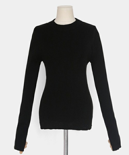 DHOLIC（ディーホリック）の「スリットスリーブリブニットTシャツ（Tシャツ/カットソー・レディース・ホワイトアイボリー/ピンクベージュ/レッド/ブラック・FREE）」の2枚目の写真