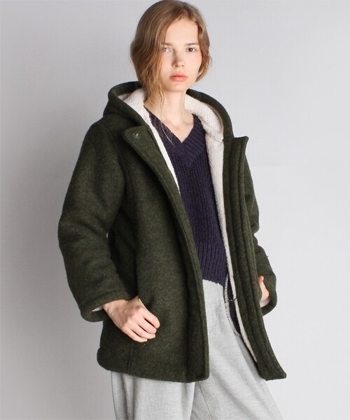 RNA-N（アールエヌエーエヌ）の「＜予約＞ボンディングZip upジャケット（ジャケット/アウター・レディース・ベージュ/カーキ/チャコール・M）」の2枚目の写真